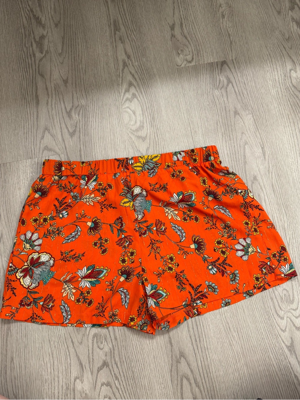Molly Bracken Orange Floral High-Waist Shorts